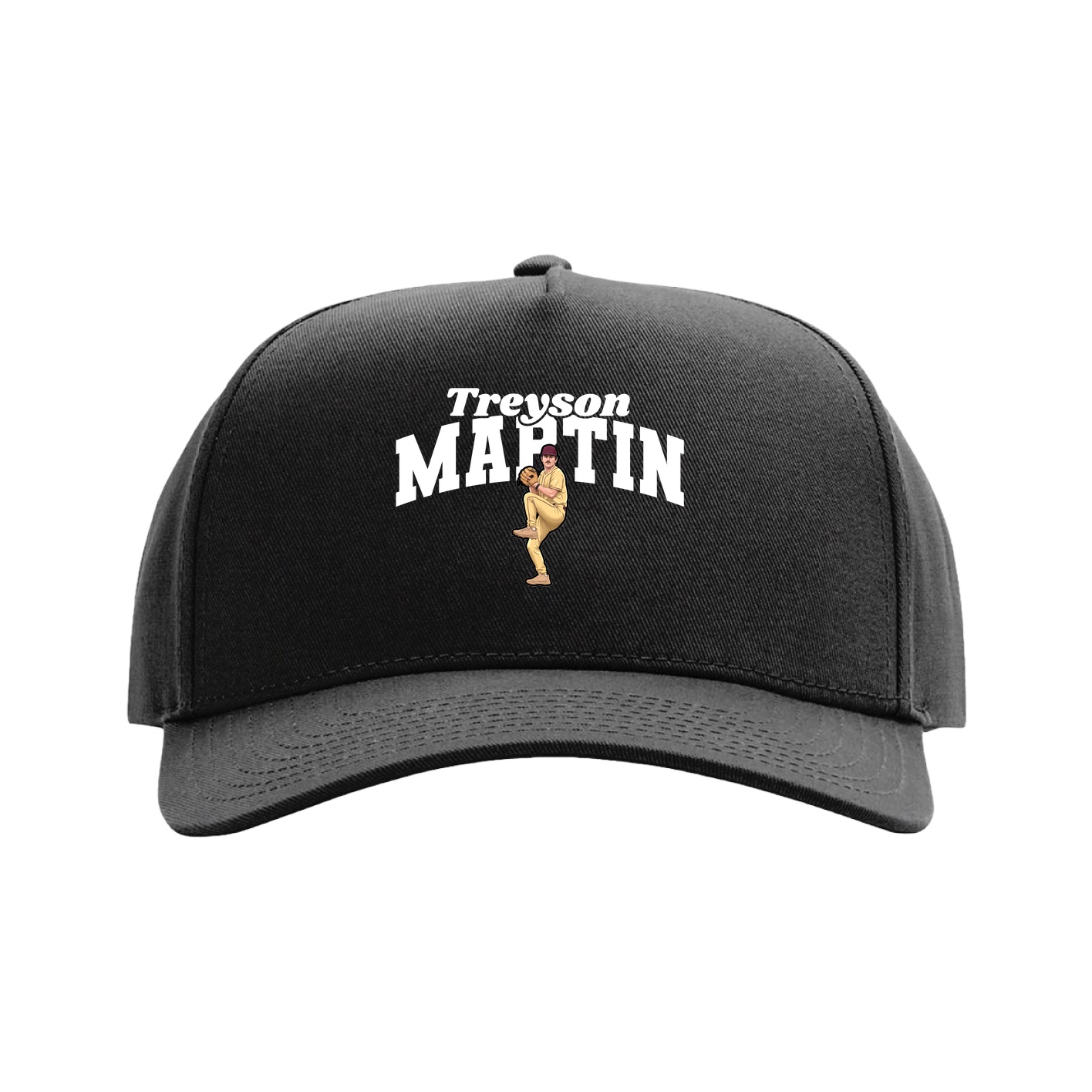 Full Fabric Five-Panel Champ Cap — Signature Arch in Black