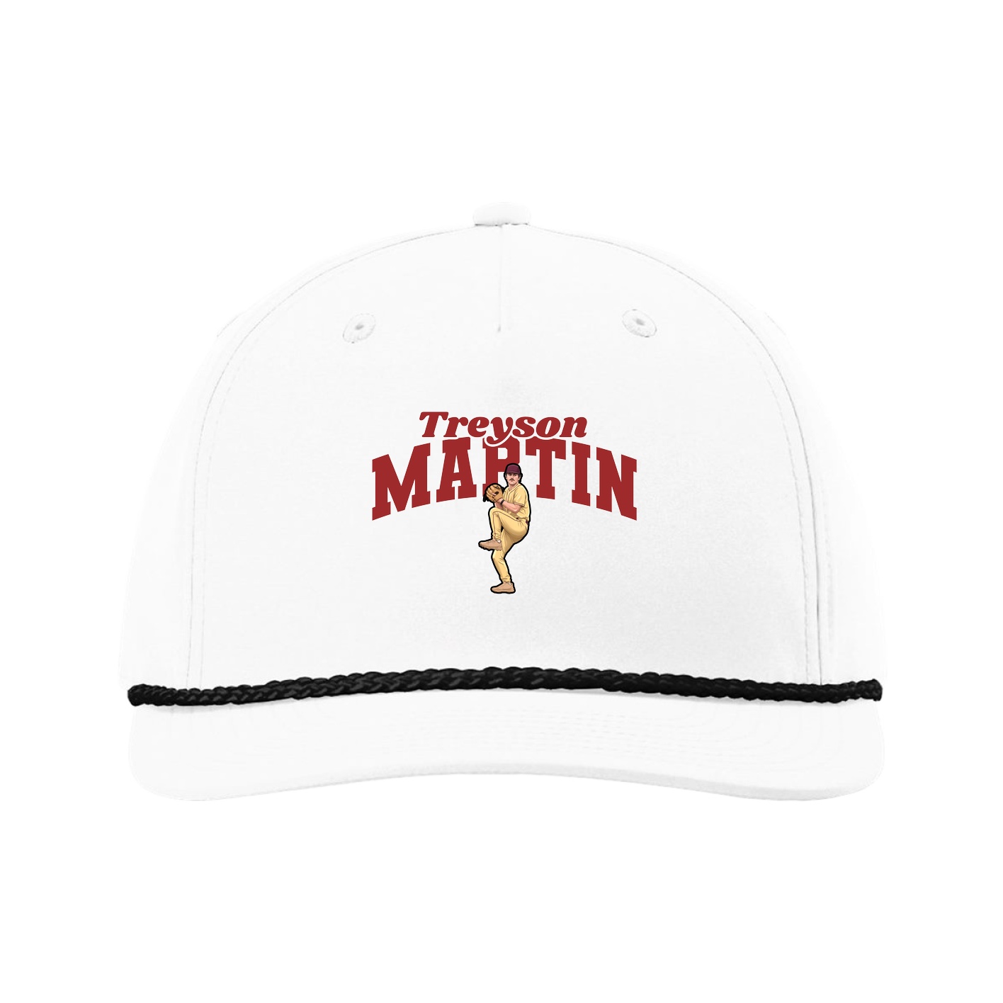 Five-Panel Classic Rope Cap — Signature Arch in White
