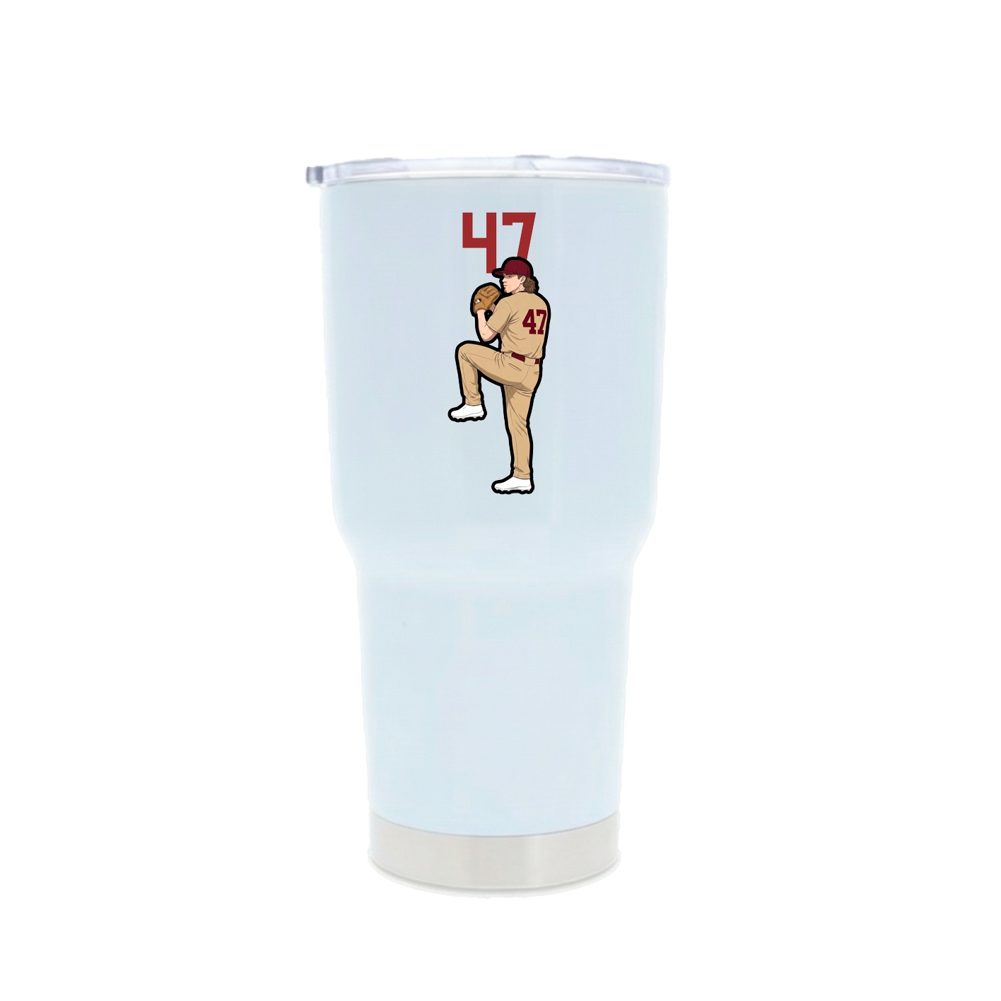 30oz Stainless Steel Tumbler — Number Top in White