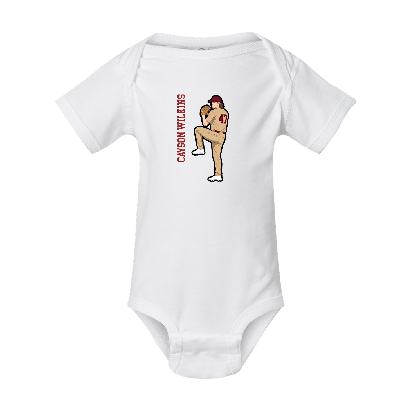 Baby Onesie — Name Vertical in White