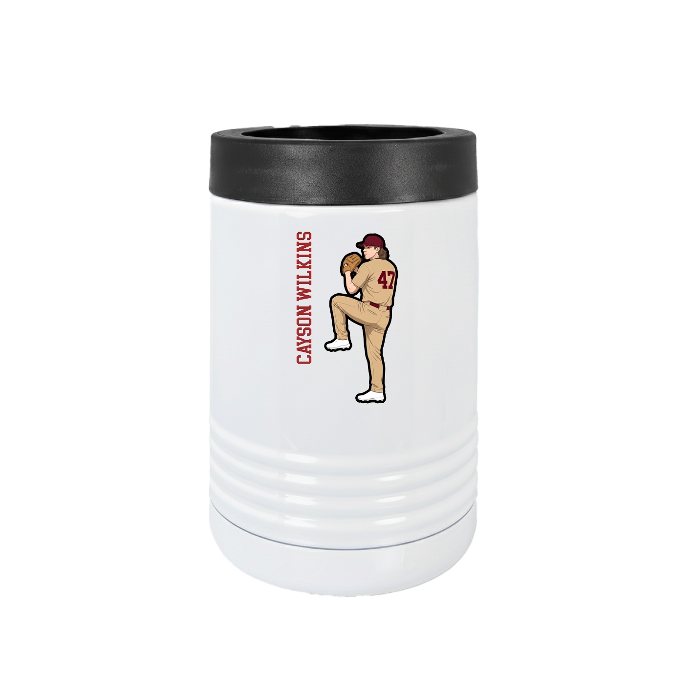 Beverage Holder — Name Vertical in White