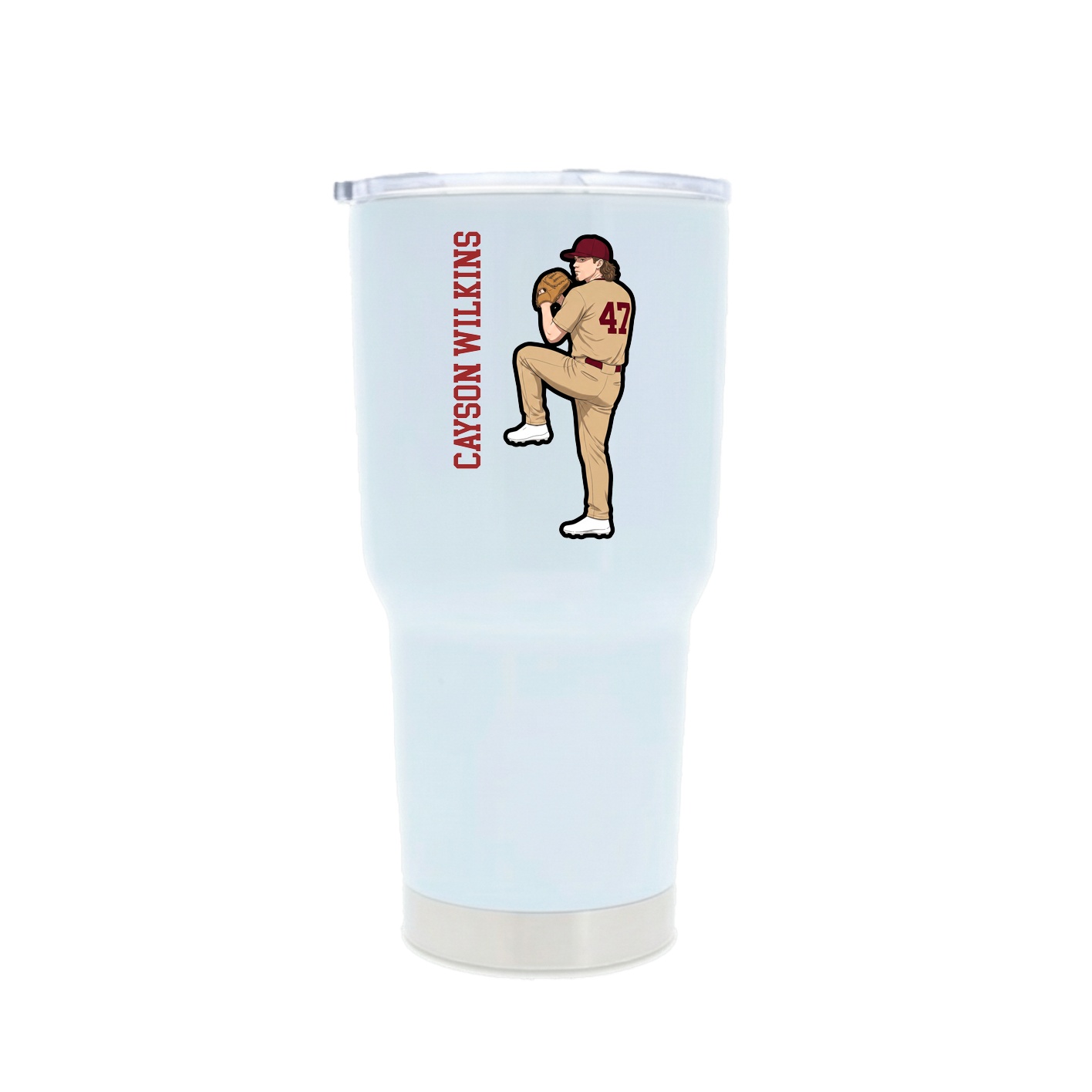 30oz Stainless Steel Tumbler — Name Vertical in White