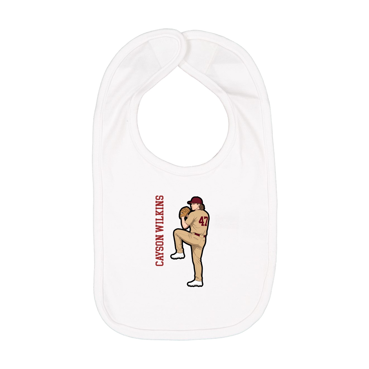 Infant Bib — Name Vertical in White