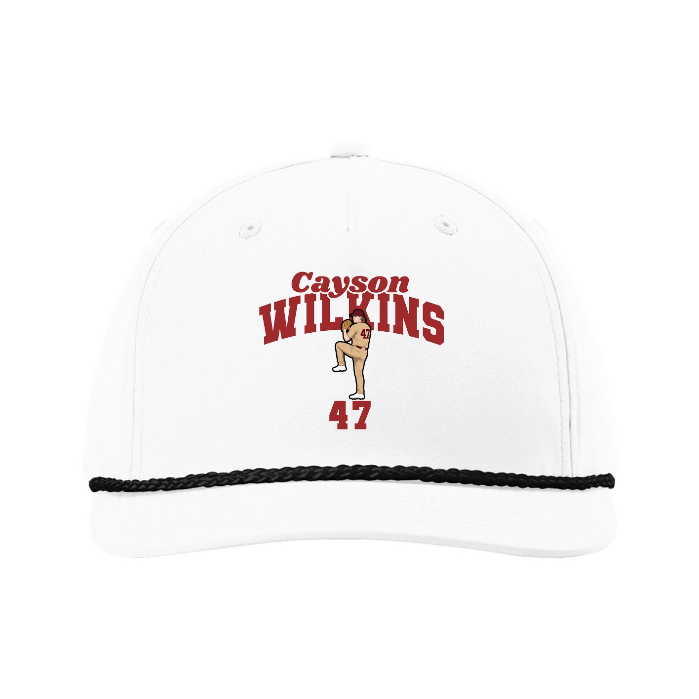 Five-Panel Classic Rope Cap — Signature Arch in White