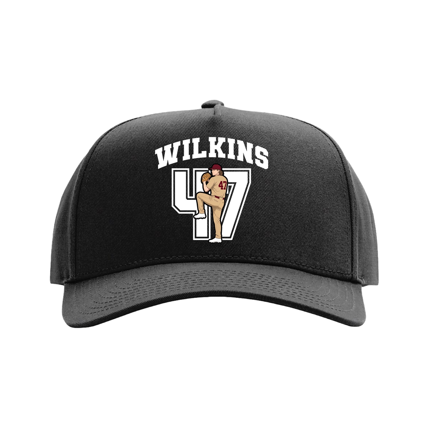 Full Fabric Five-Panel Champ Cap — Number in Black