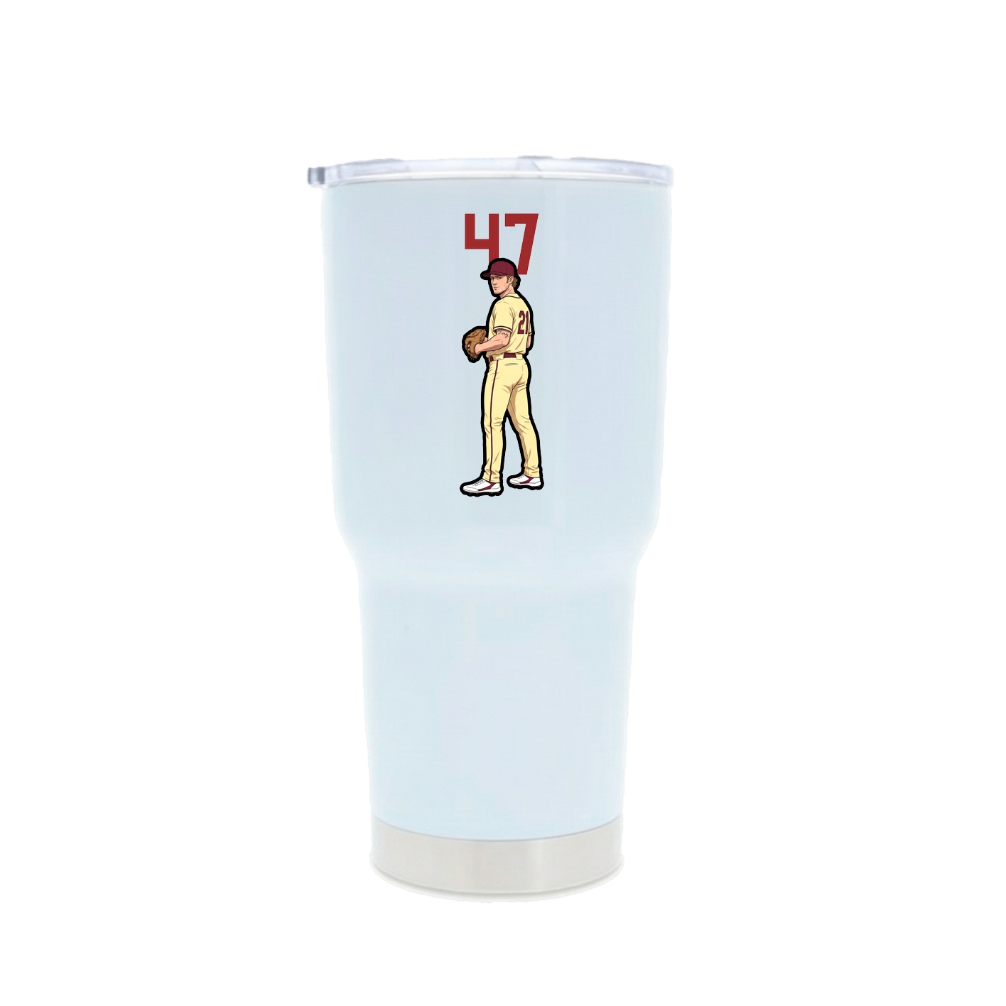 30oz Stainless Steel Tumbler — Number Top in White