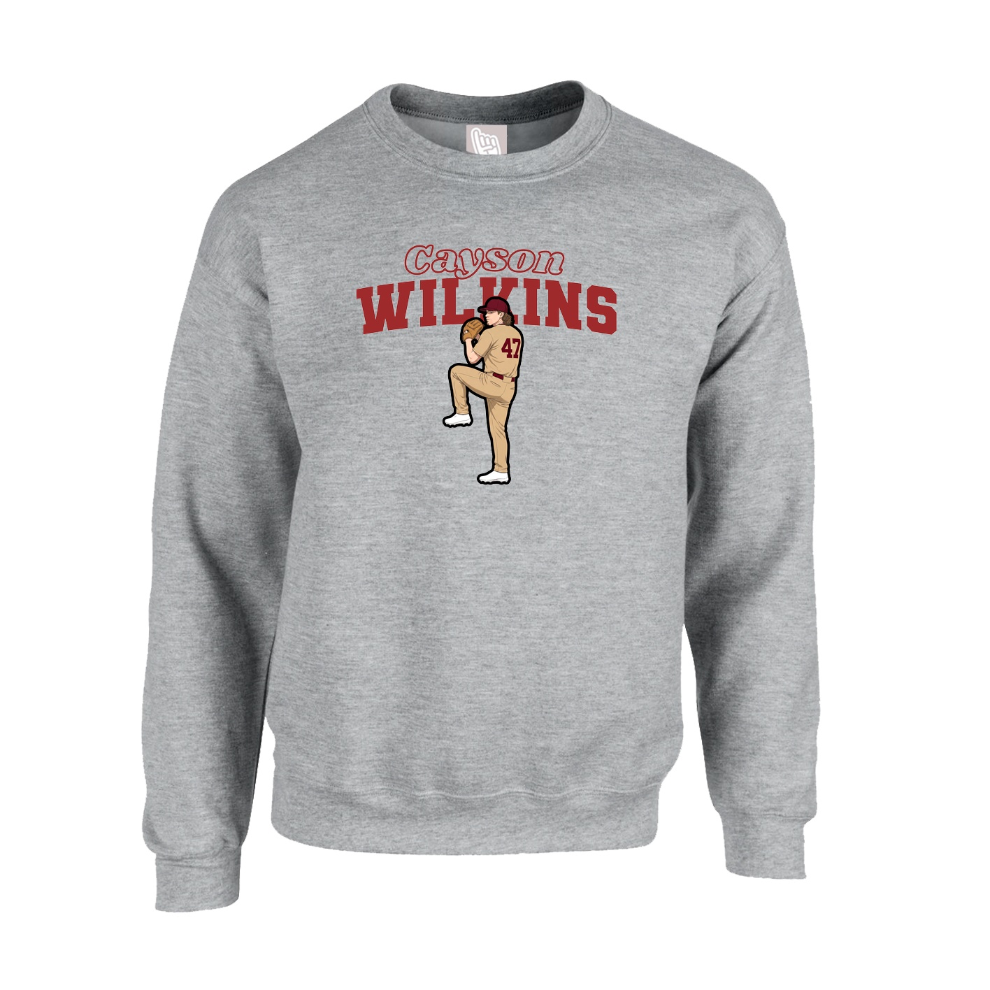 Fleece Crew — Name Arch in Grey