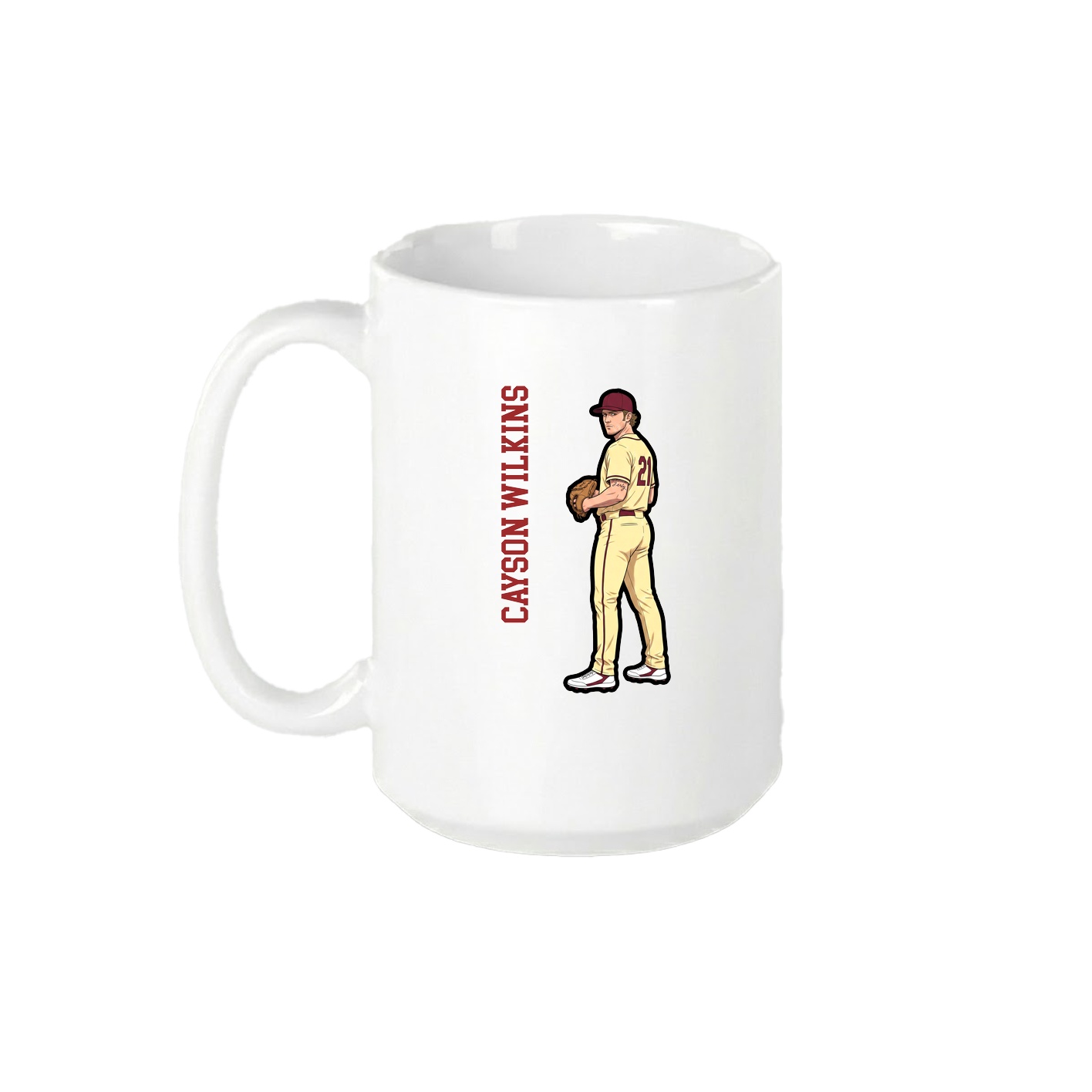 15oz Coffee Mug — Name Vertical in White