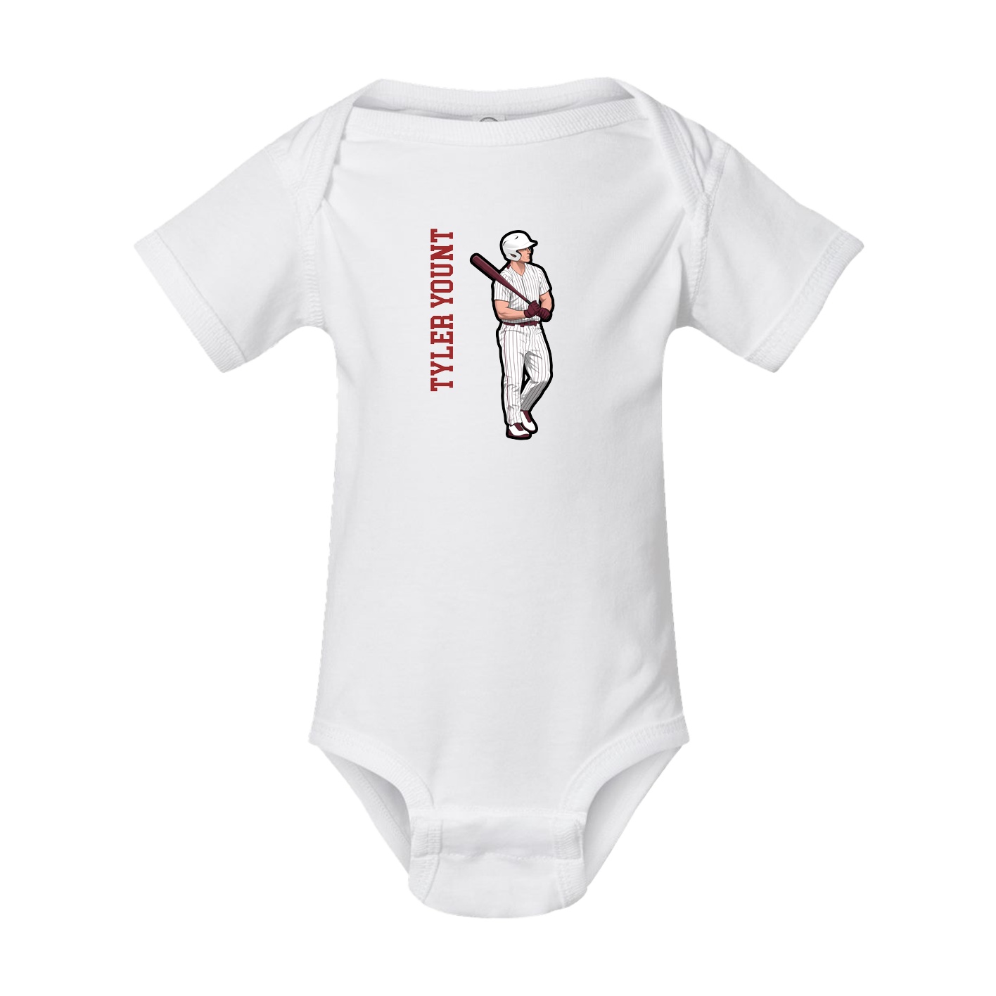 Baby Onesie — Name Vertical in White
