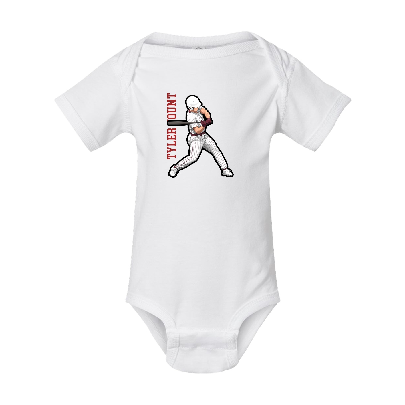 Baby Onesie — Name Vertical in White
