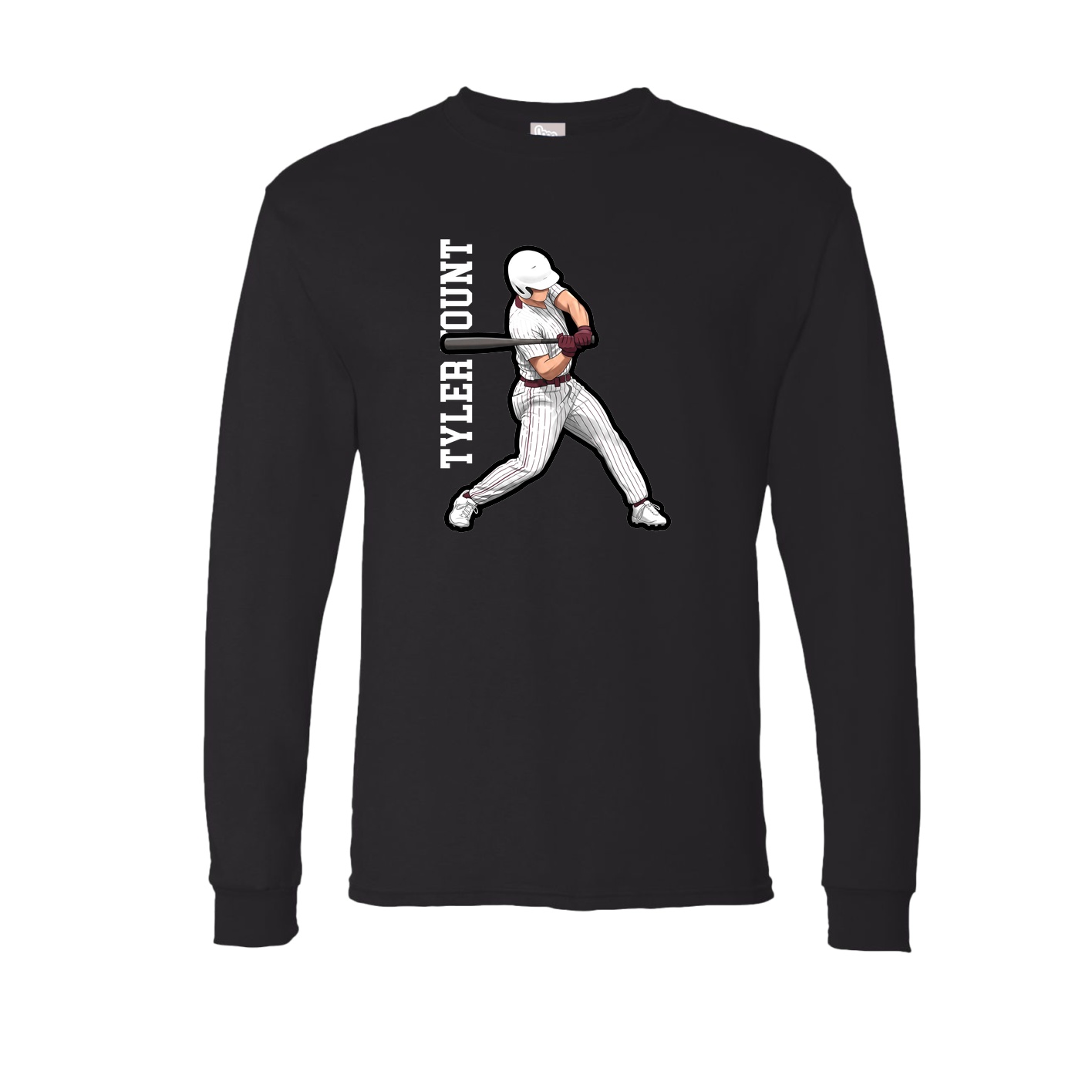 Long Sleeve Tee — Name Vertical in Black