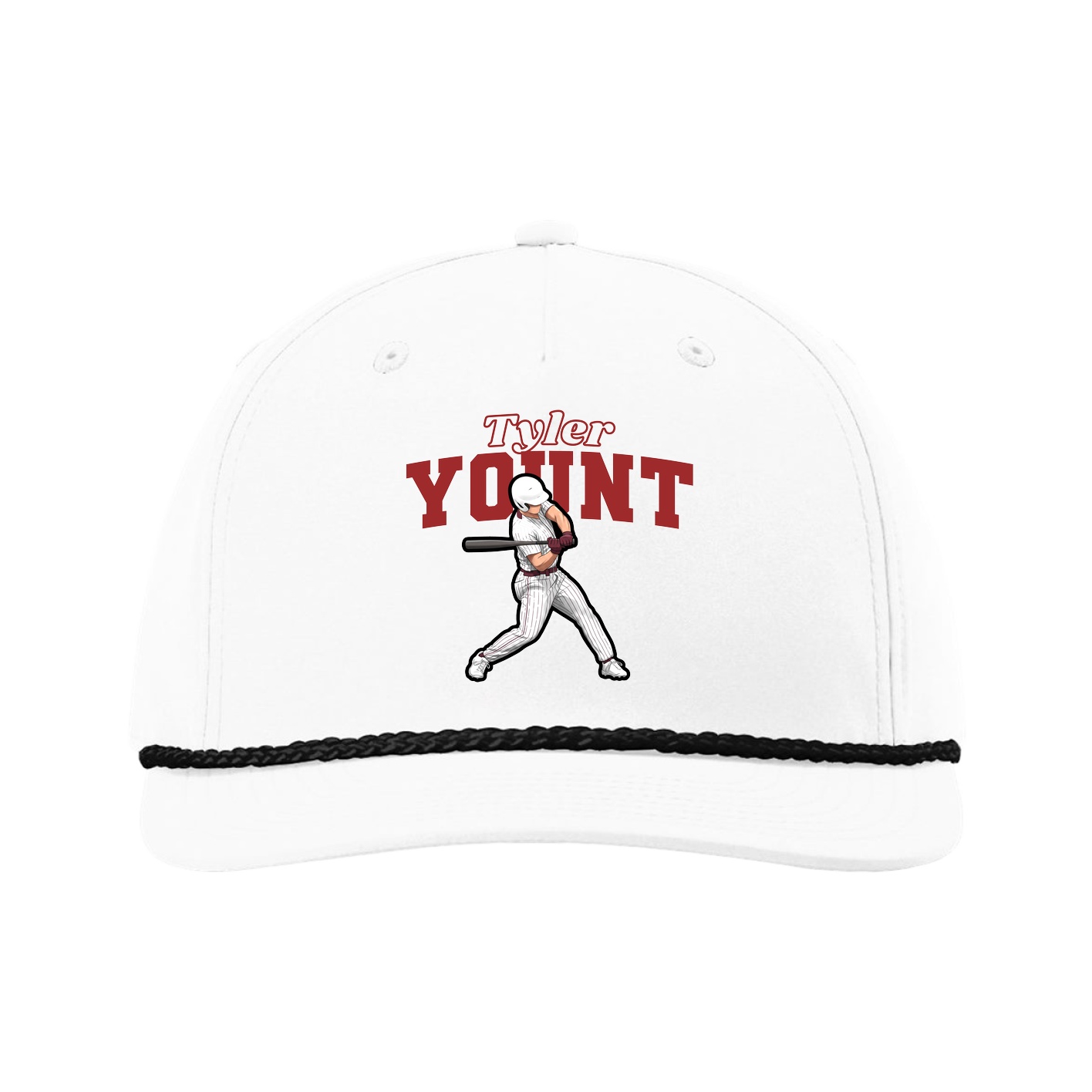 Five-Panel Classic Rope Cap — Name Arch in White