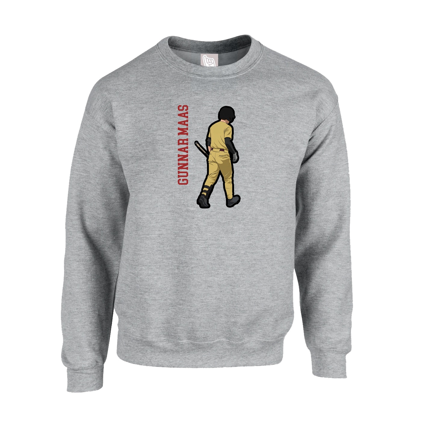 Fleece Crew — Name Vertical in Grey