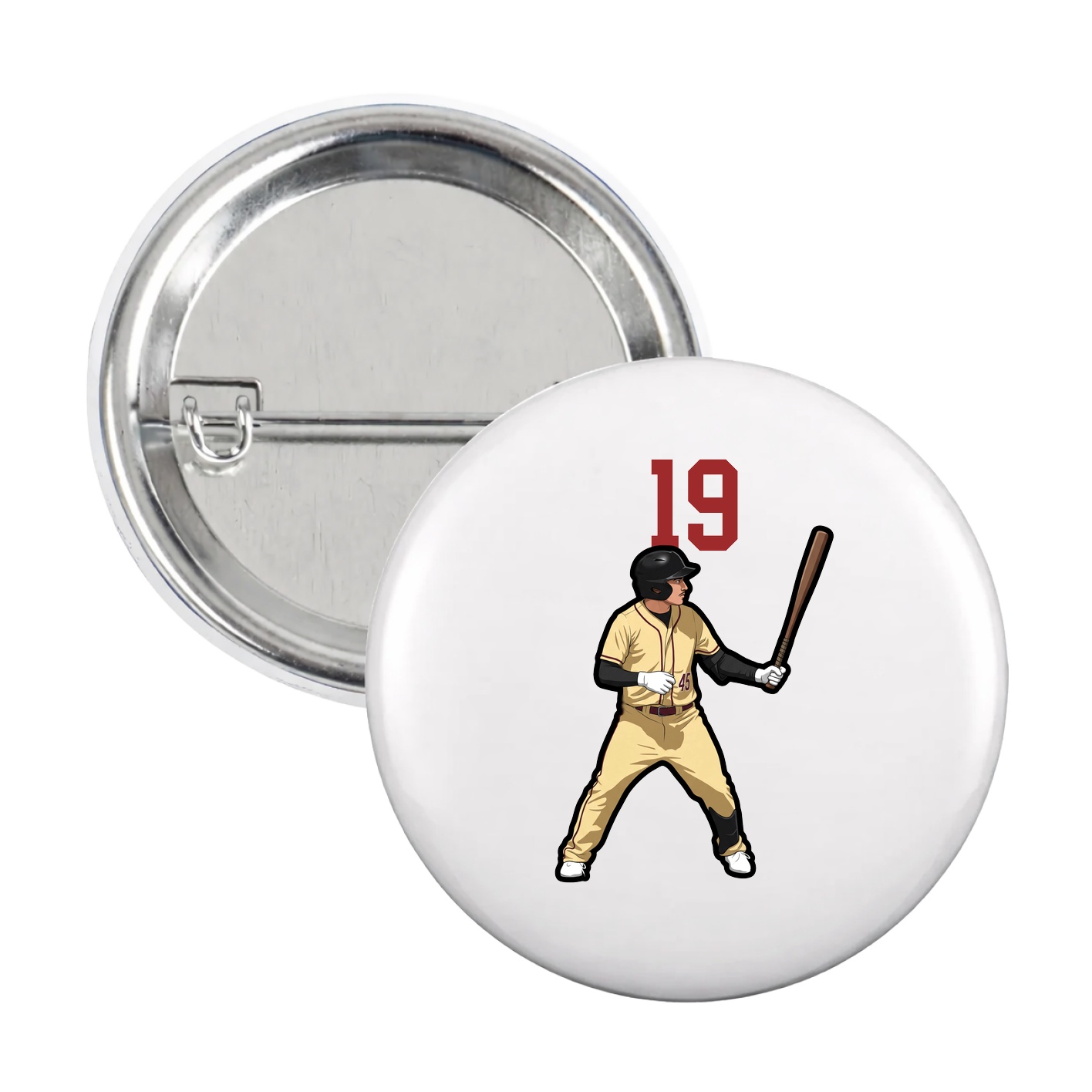 Game Day Button — Number Top in White