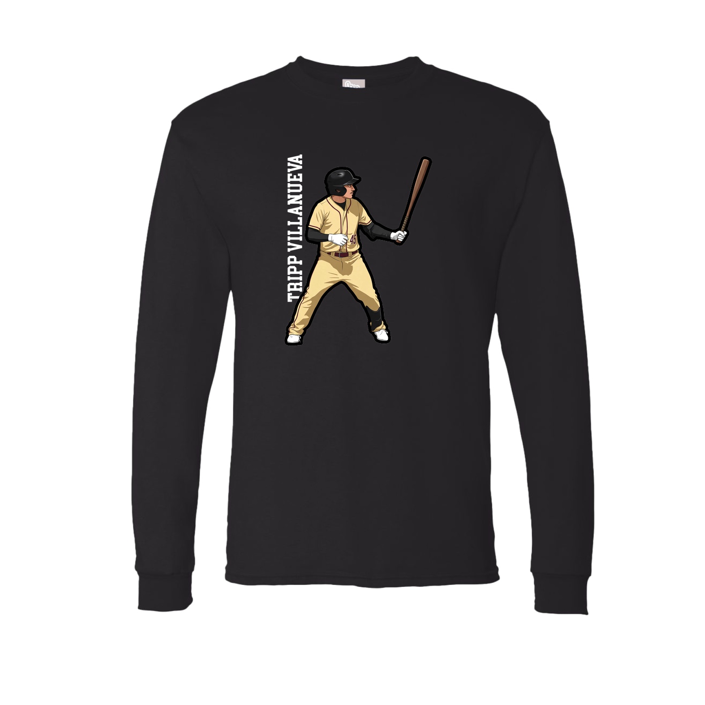 Long Sleeve Tee — Name Vertical in Black