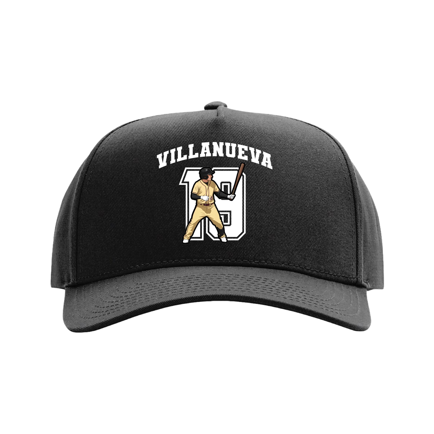 Full Fabric Five-Panel Champ Cap — Number in Black