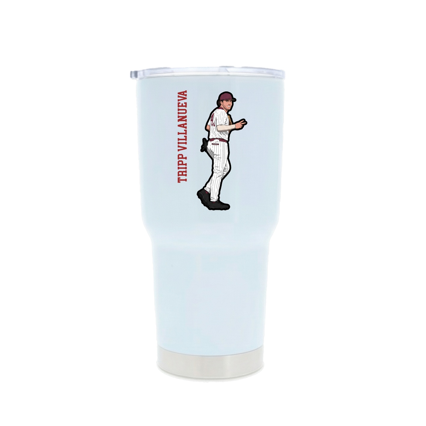 30oz Stainless Steel Tumbler — Name Vertical in White