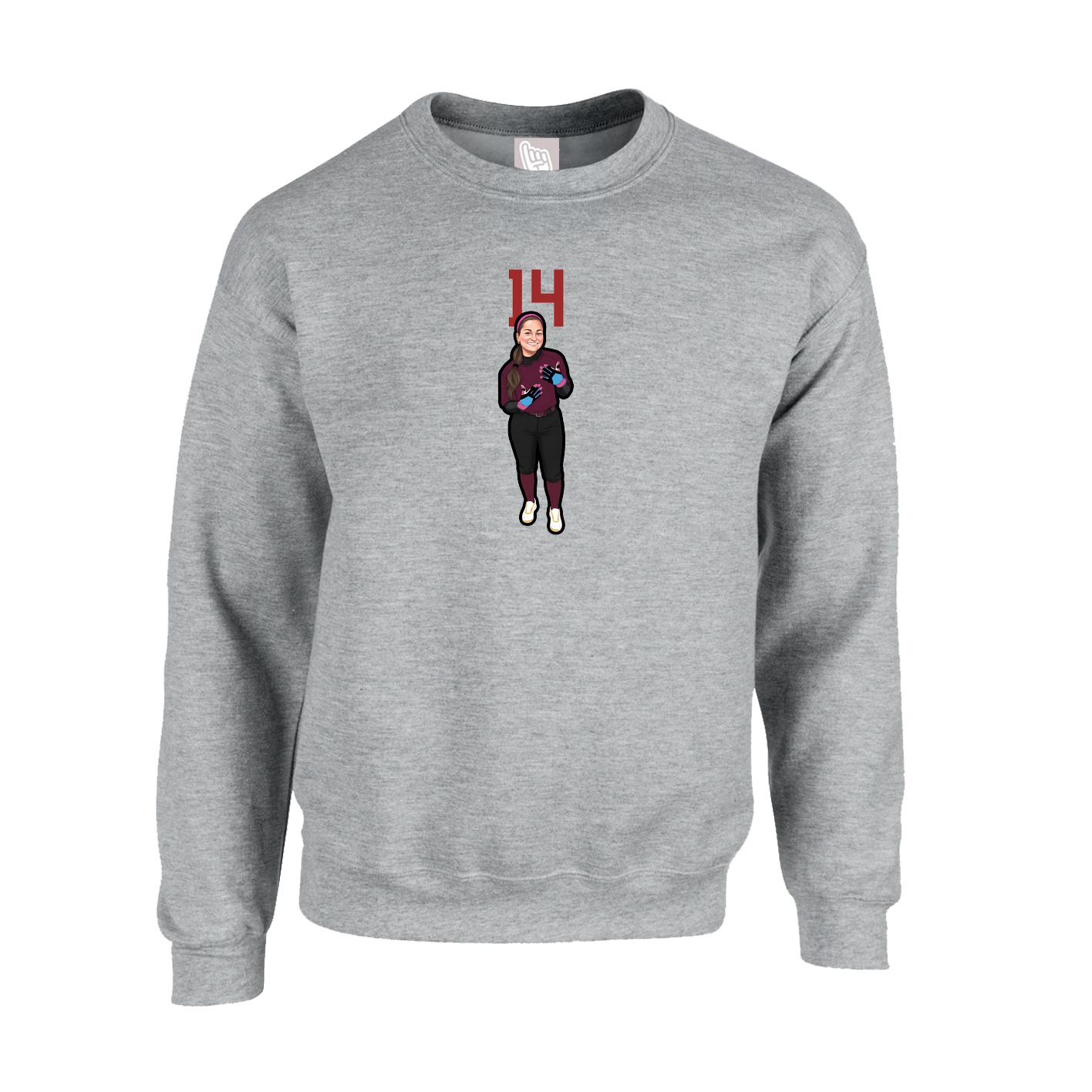 Fleece Crew — Number Top in Grey