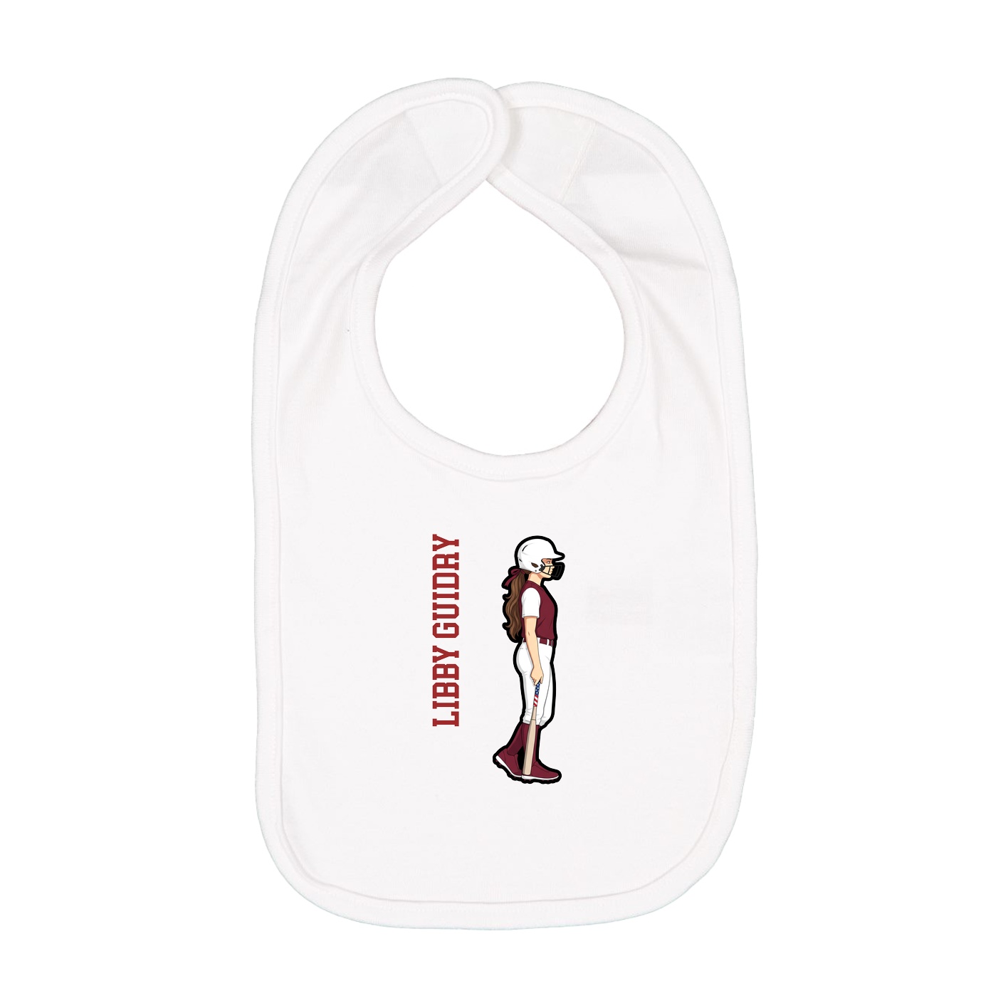 Infant Bib — Name Vertical in White