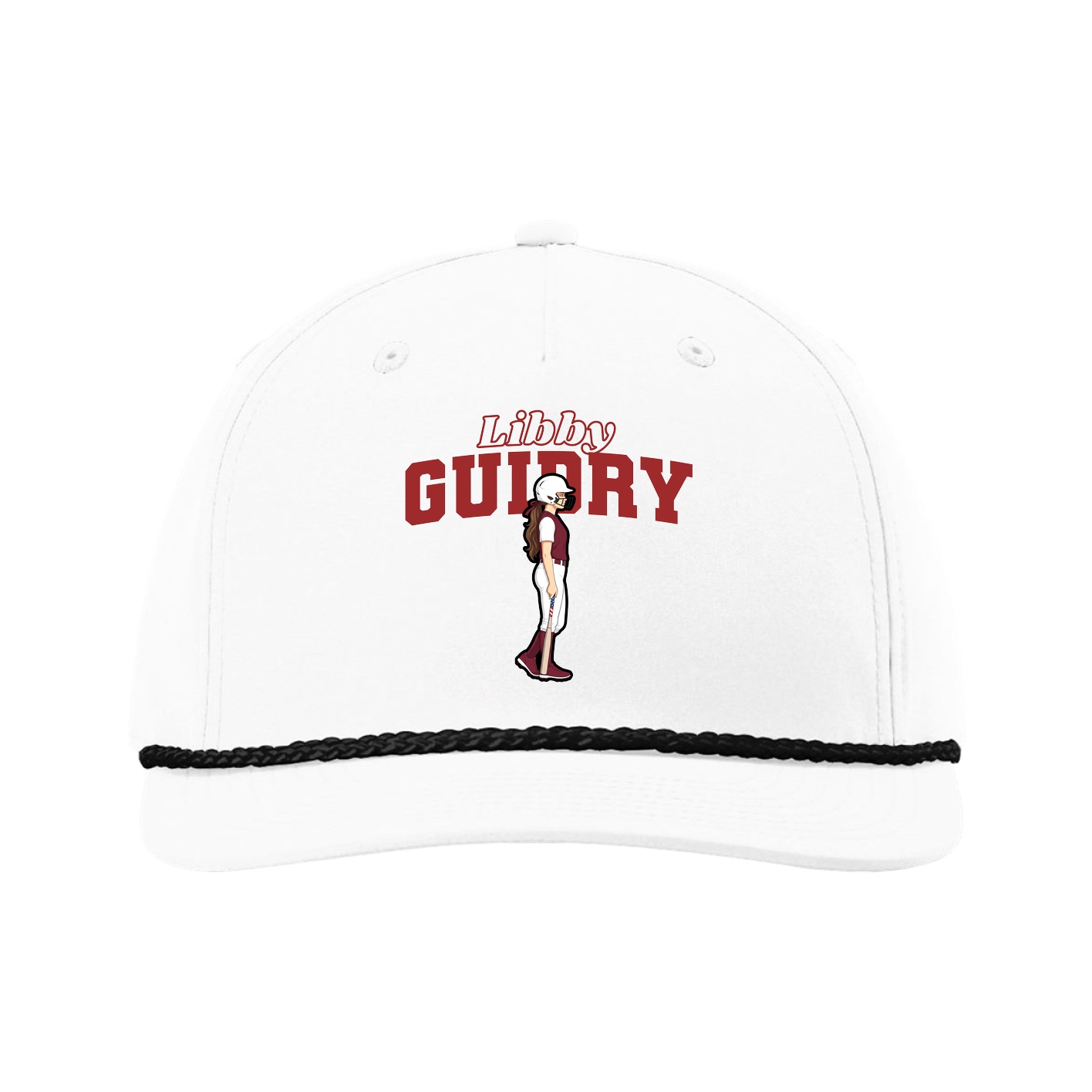 Five-Panel Classic Rope Cap — Name Arch in White