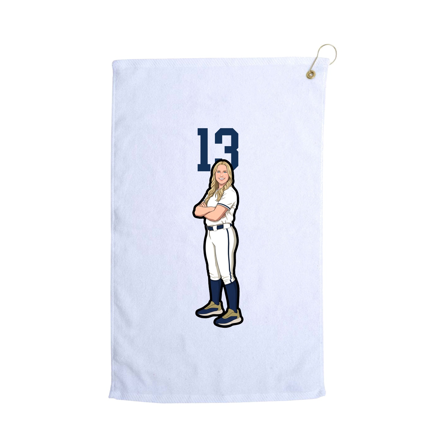 Golf Towel — Number Top in White