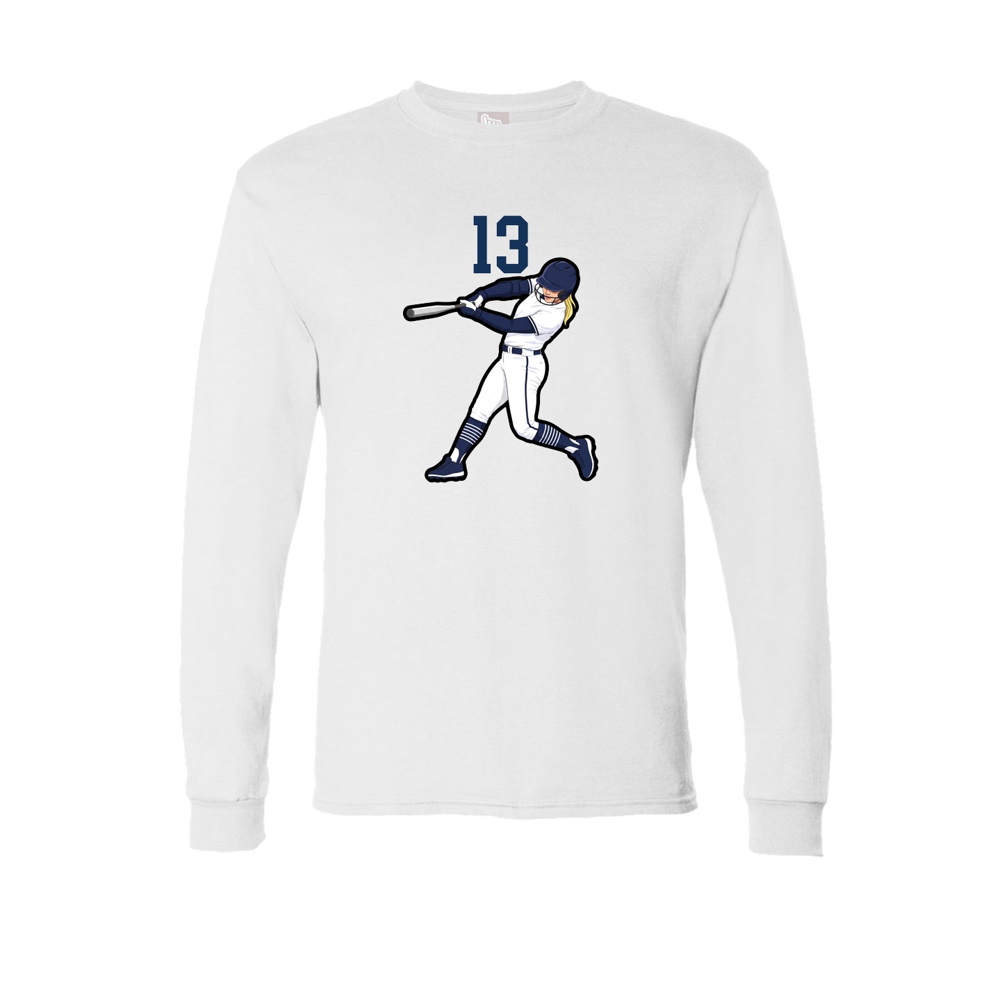 Long Sleeve Tee — Number Top in White