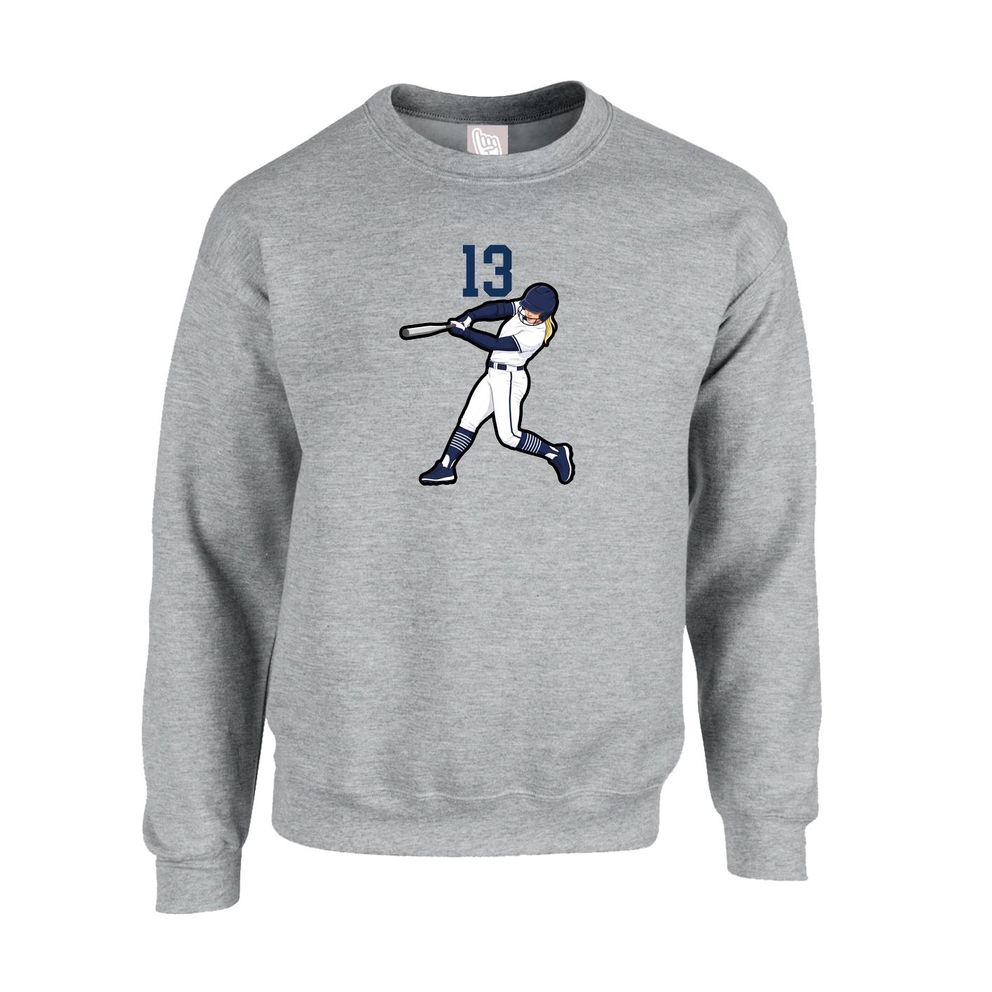 Fleece Crew — Number Top in Grey