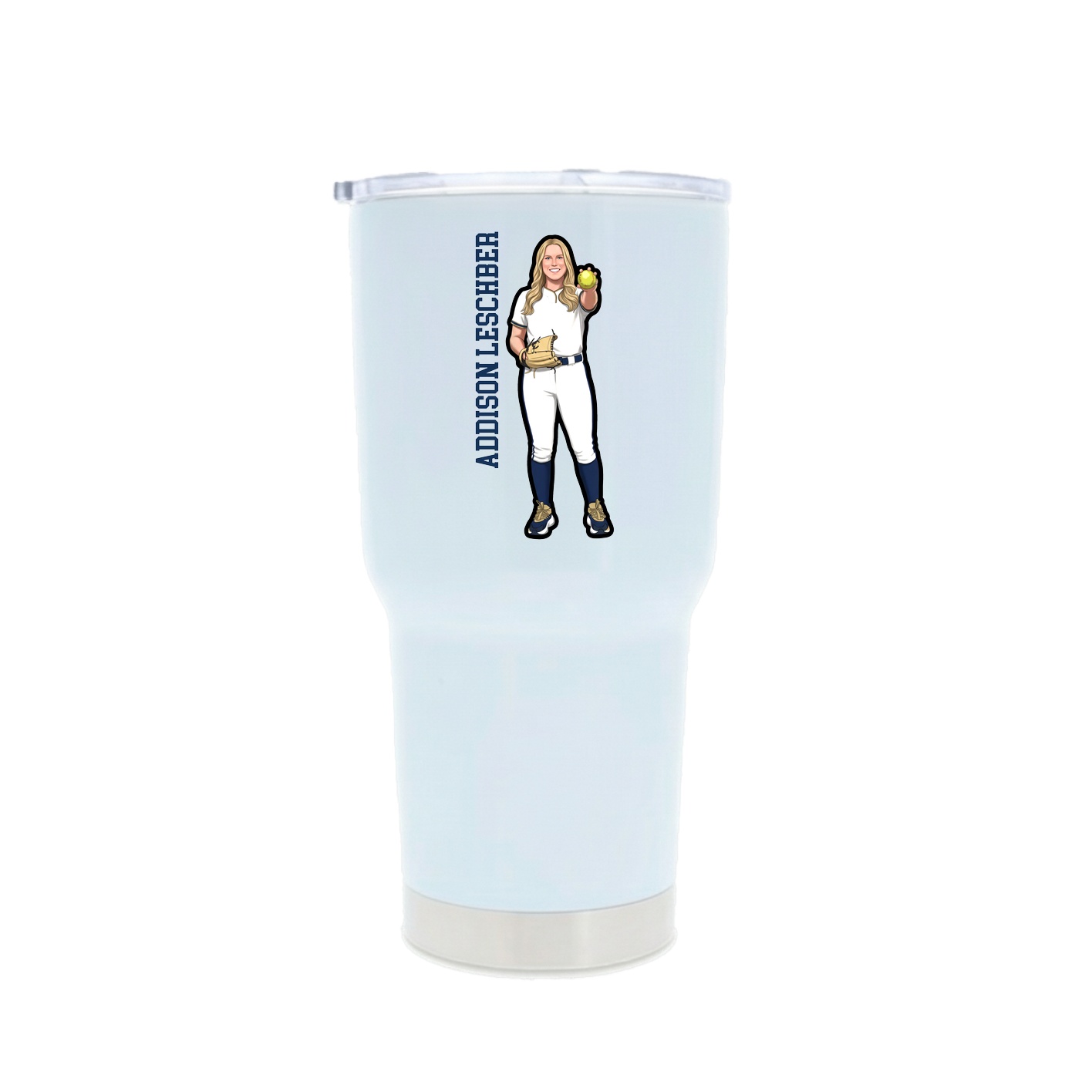 30oz Stainless Steel Tumbler — Name Vertical in White