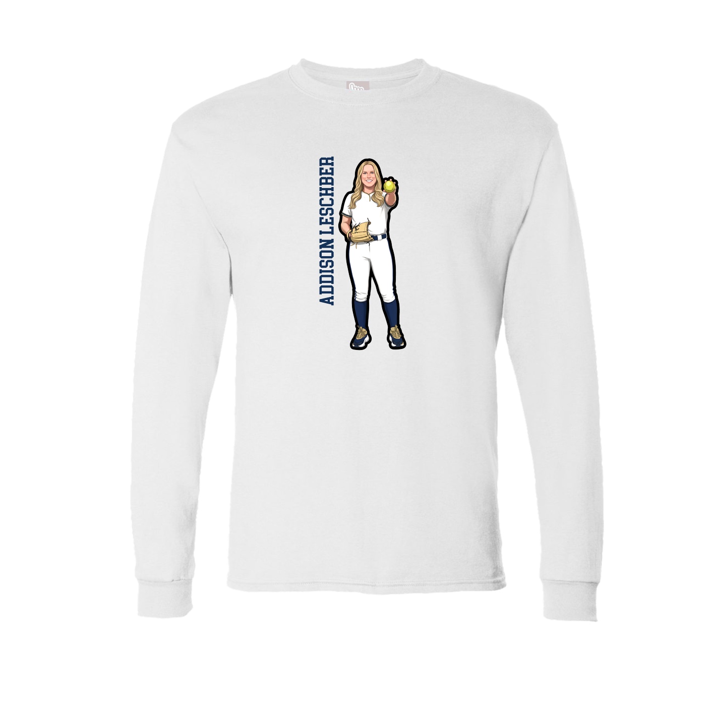 Long Sleeve Tee — Name Vertical in White