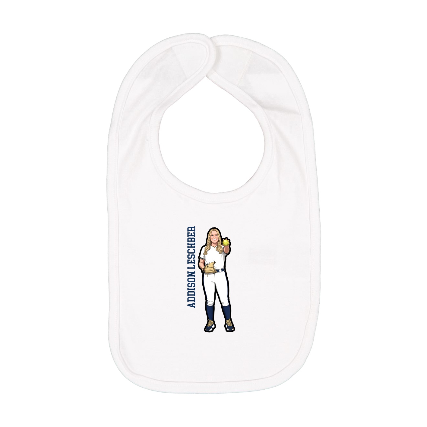 Infant Bib — Name Vertical in White
