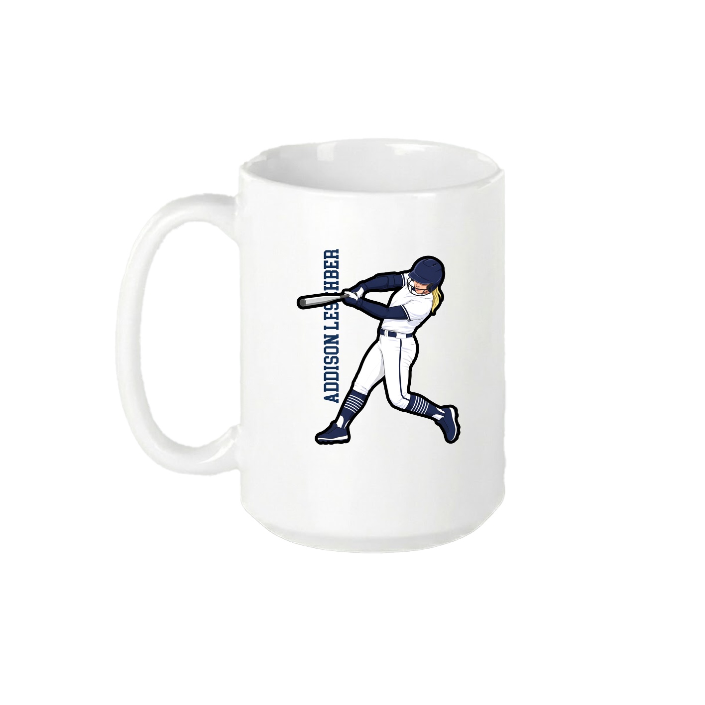 15oz Coffee Mug — Name Vertical in White