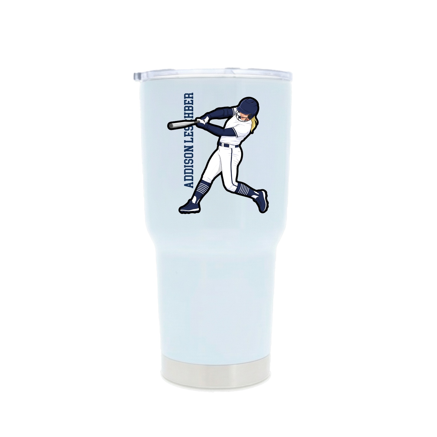 30oz Stainless Steel Tumbler — Name Vertical in White