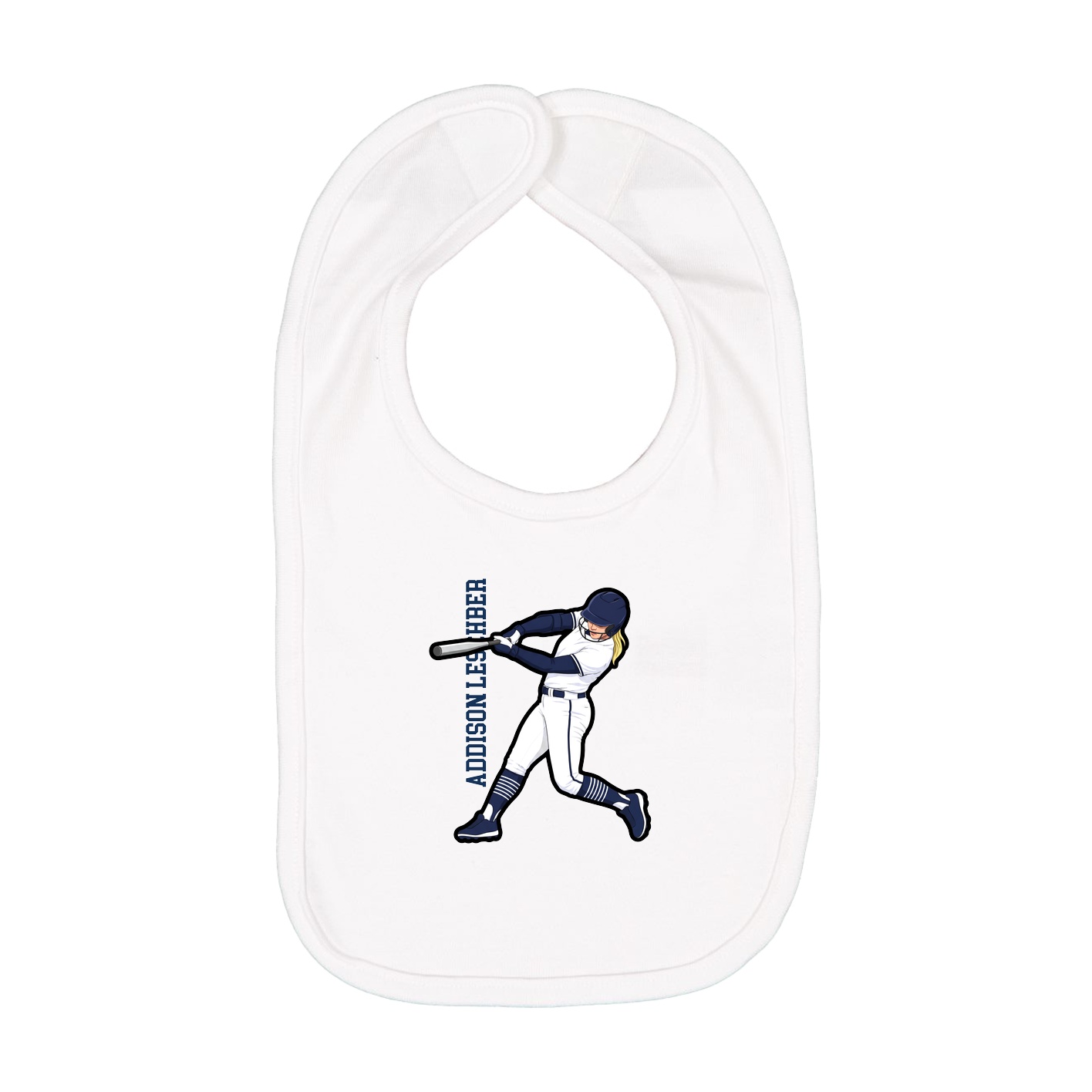 Infant Bib — Name Vertical in White