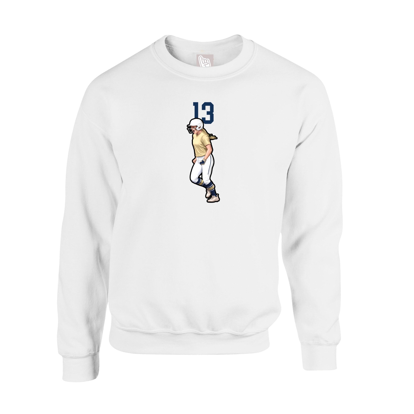 Fleece Crew — Number Top in White