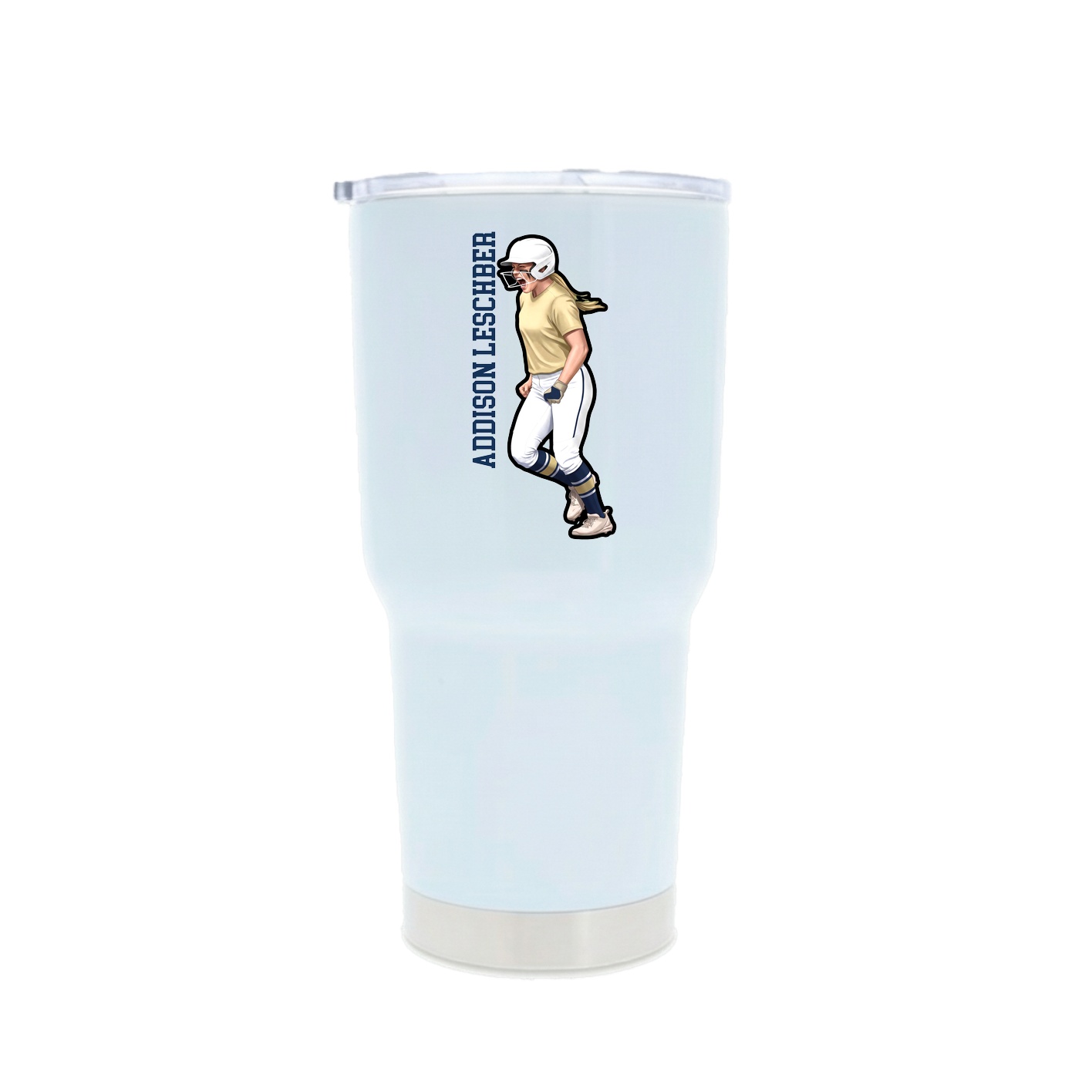 30oz Stainless Steel Tumbler — Name Vertical in White