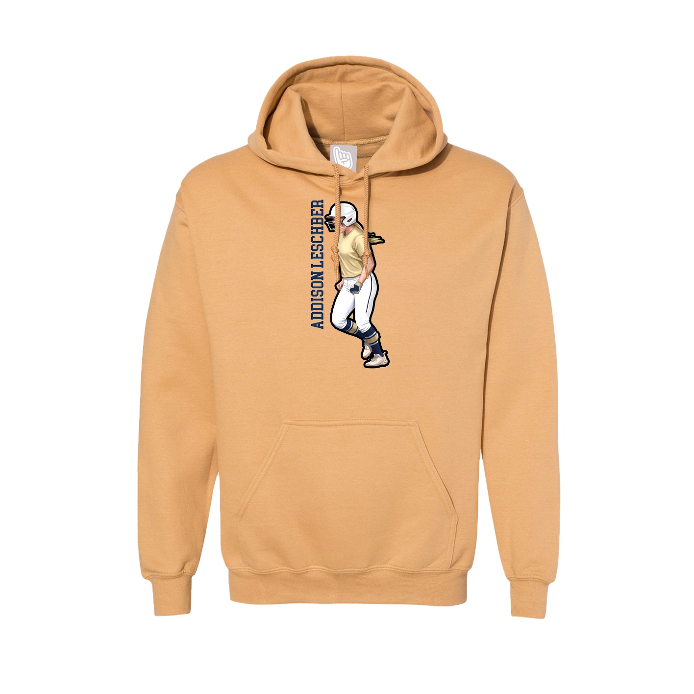 Hoodie — Name Vertical in Vegas Gold