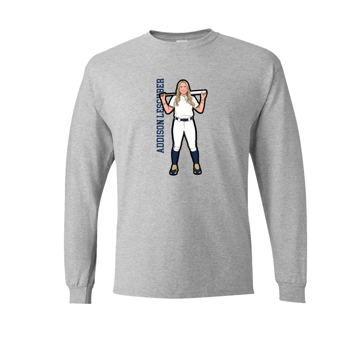 Long Sleeve Tee — Name Vertical in Grey