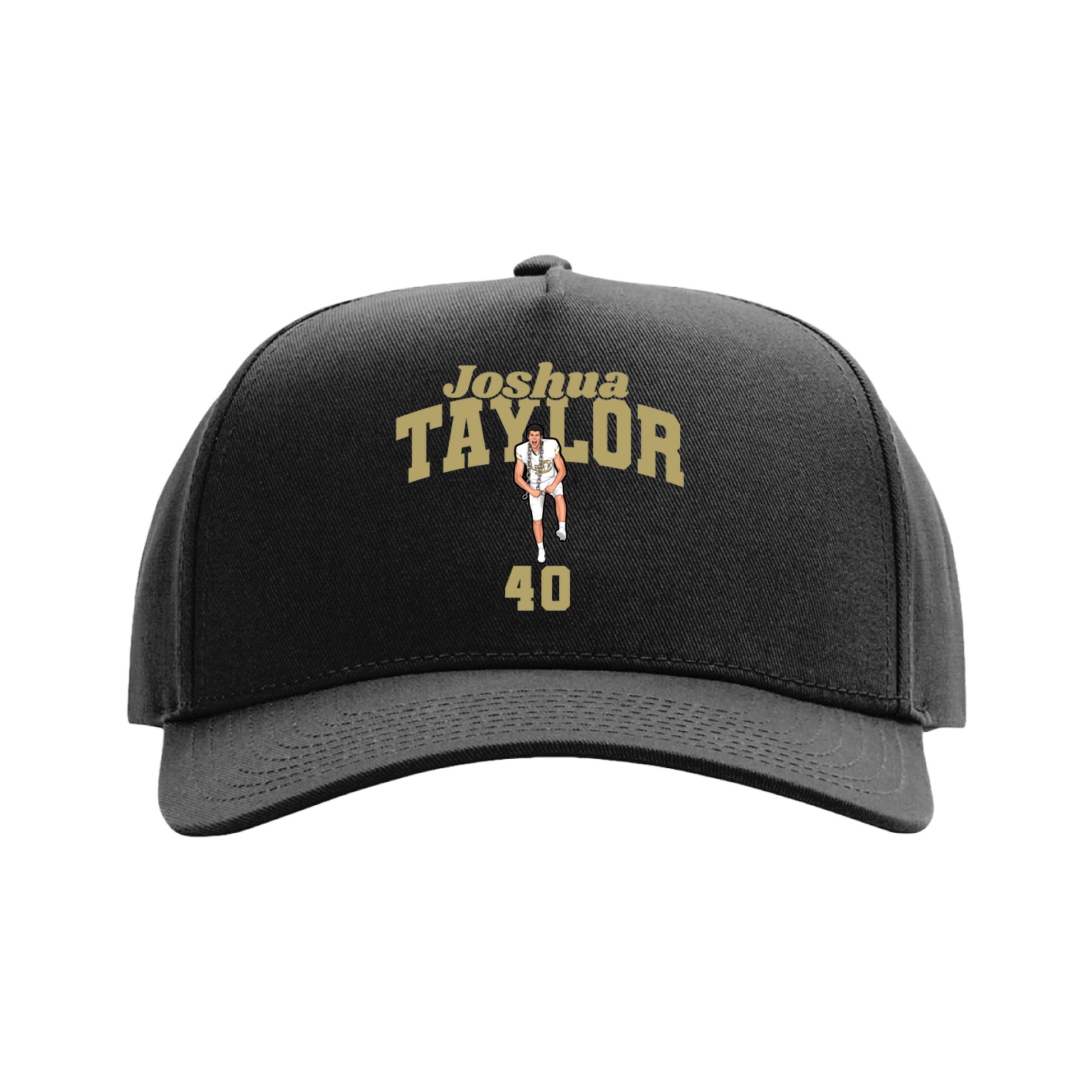 Full Fabric Five-Panel Champ Cap — Signature Arch in Black
