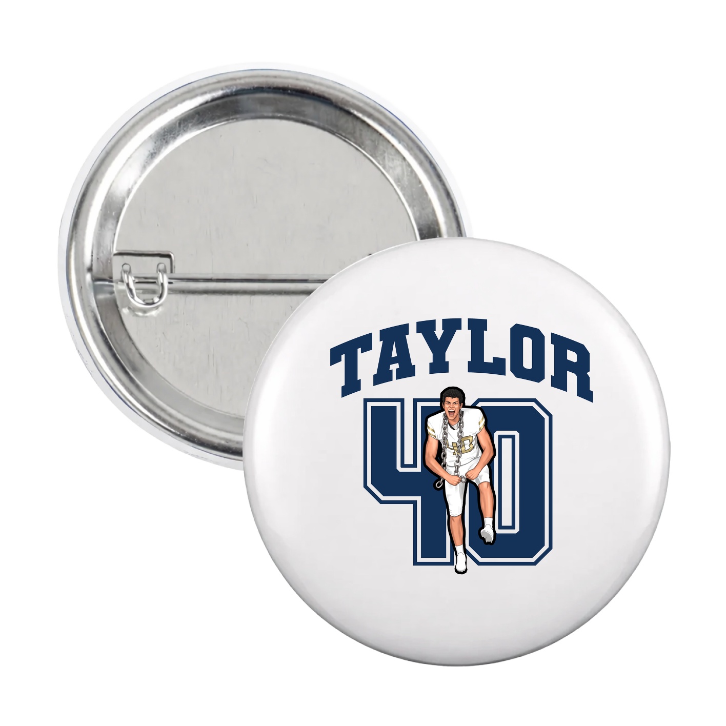 Game Day Button — Number in White