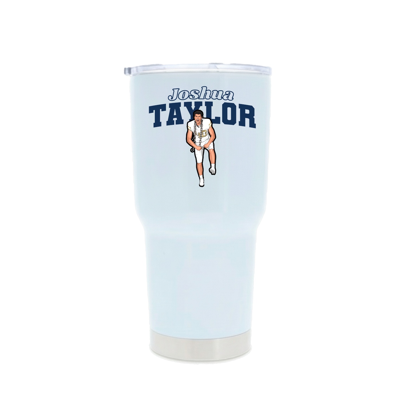 30oz Stainless Steel Tumbler — Name Arch in White