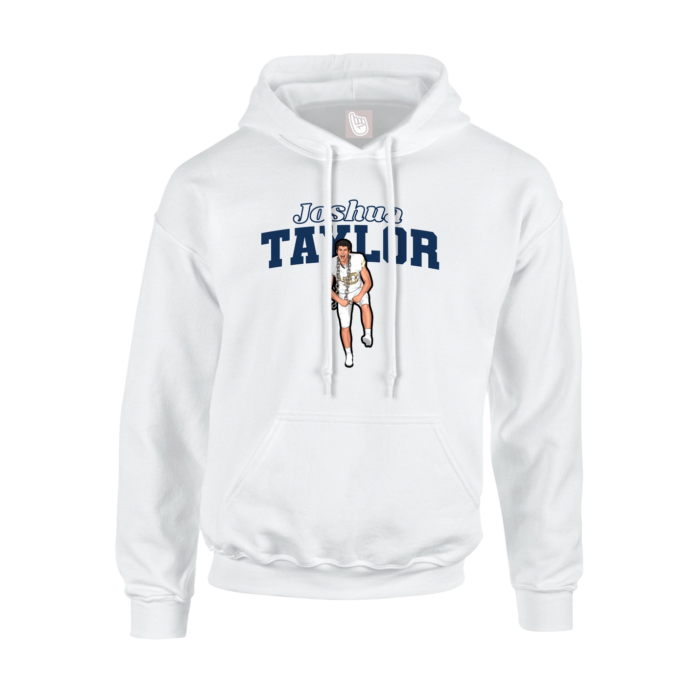 Youth Hoodie — Name Arch in White