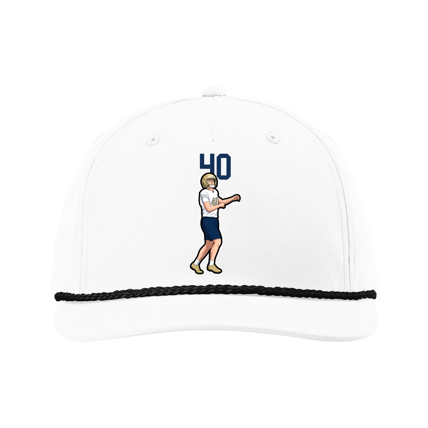 Five-Panel Classic Rope Cap — Number Top in White