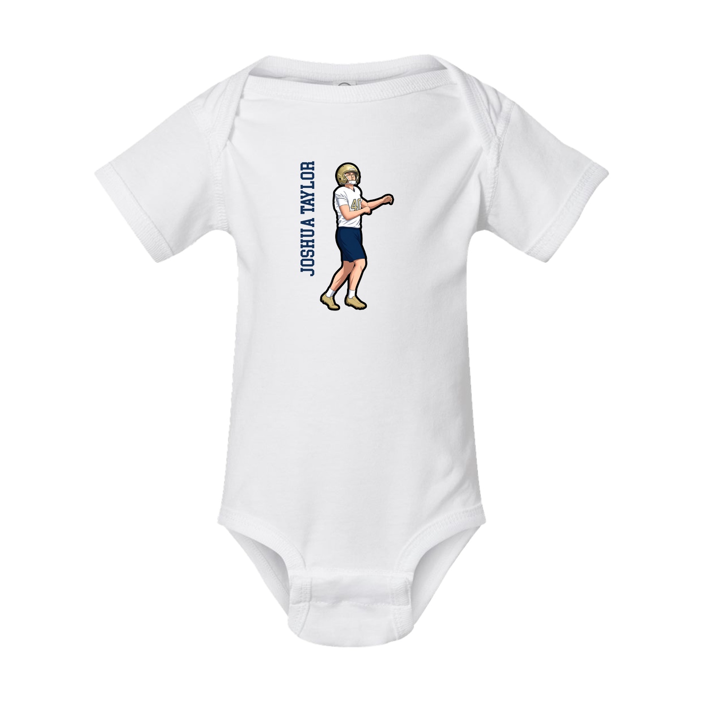 Baby Onesie — Name Vertical in White