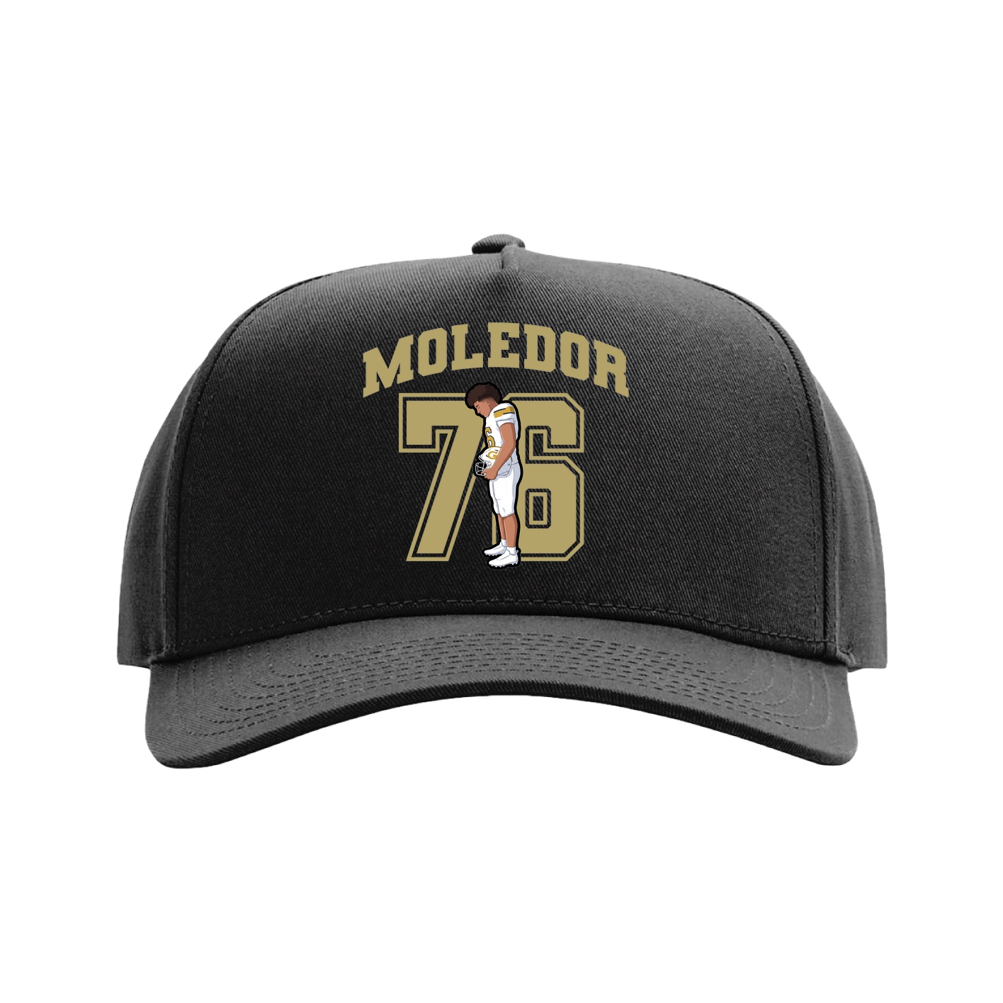 Full Fabric Five-Panel Champ Cap — Number in Black