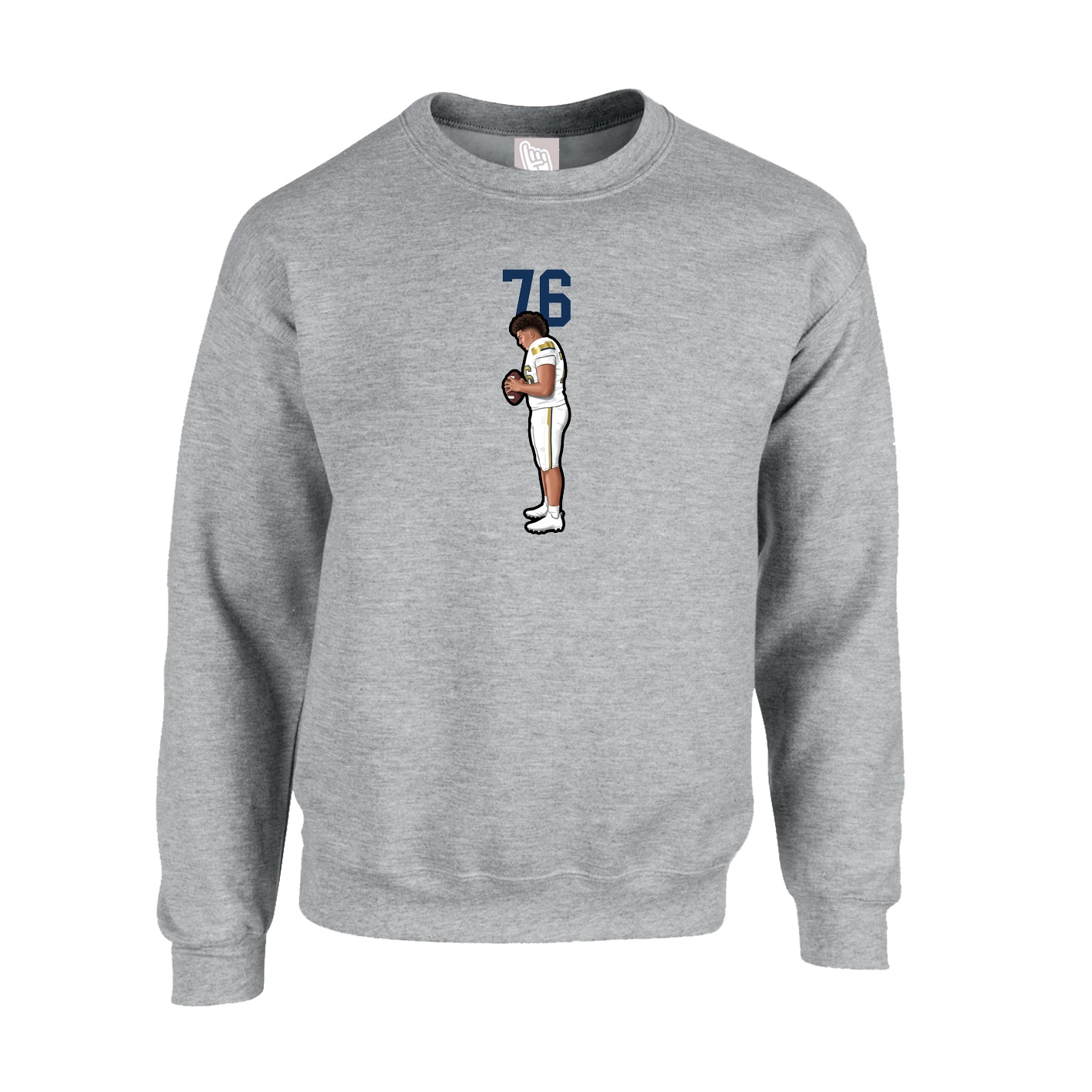 Fleece Crew — Number Top in Grey