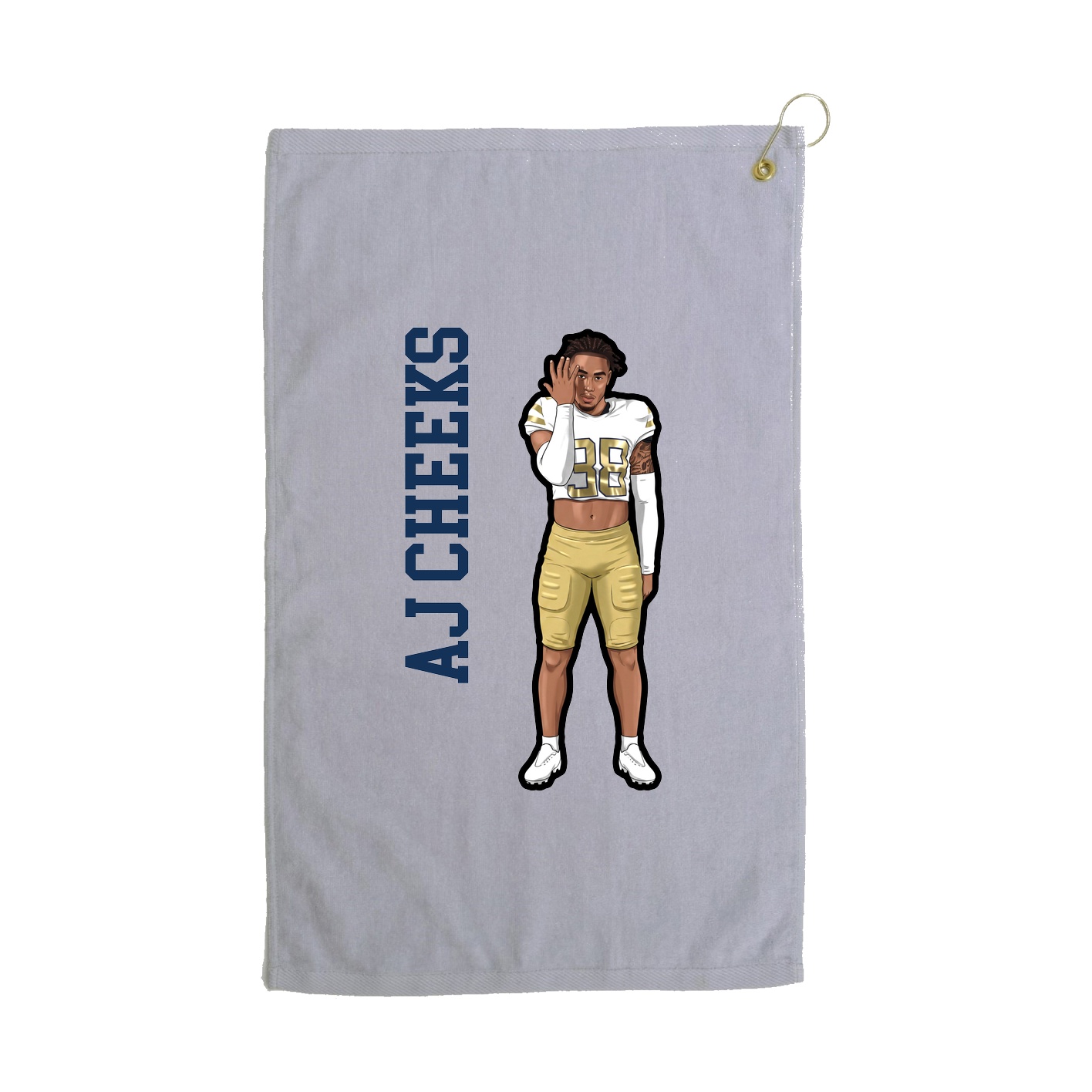 Golf Towel — Name Vertical in Grey