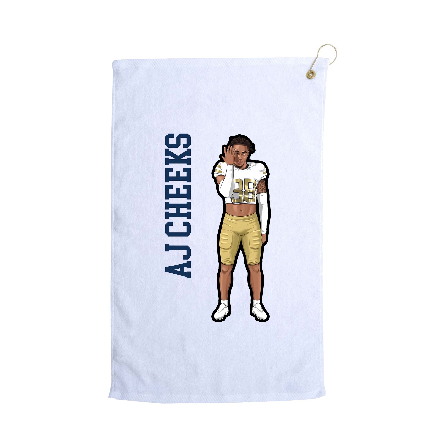 Golf Towel — Name Vertical in White