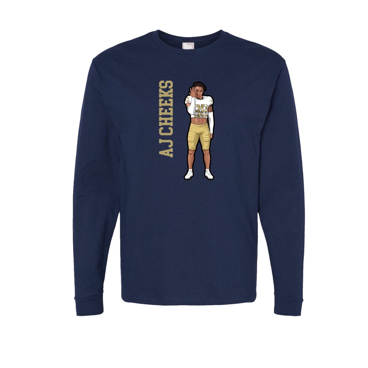 Long Sleeve Tee — Name Vertical in Navy