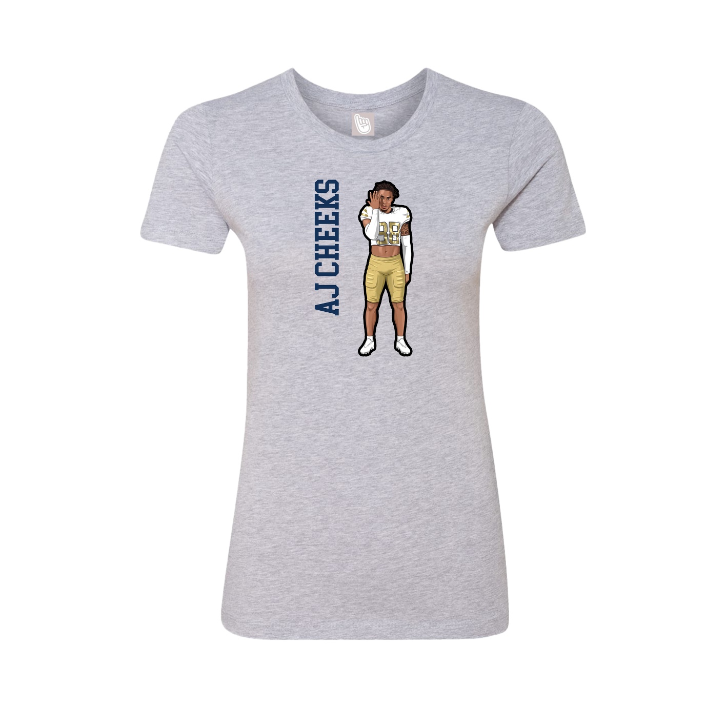 Fitted Women's Tee — Name Vertical in Grey