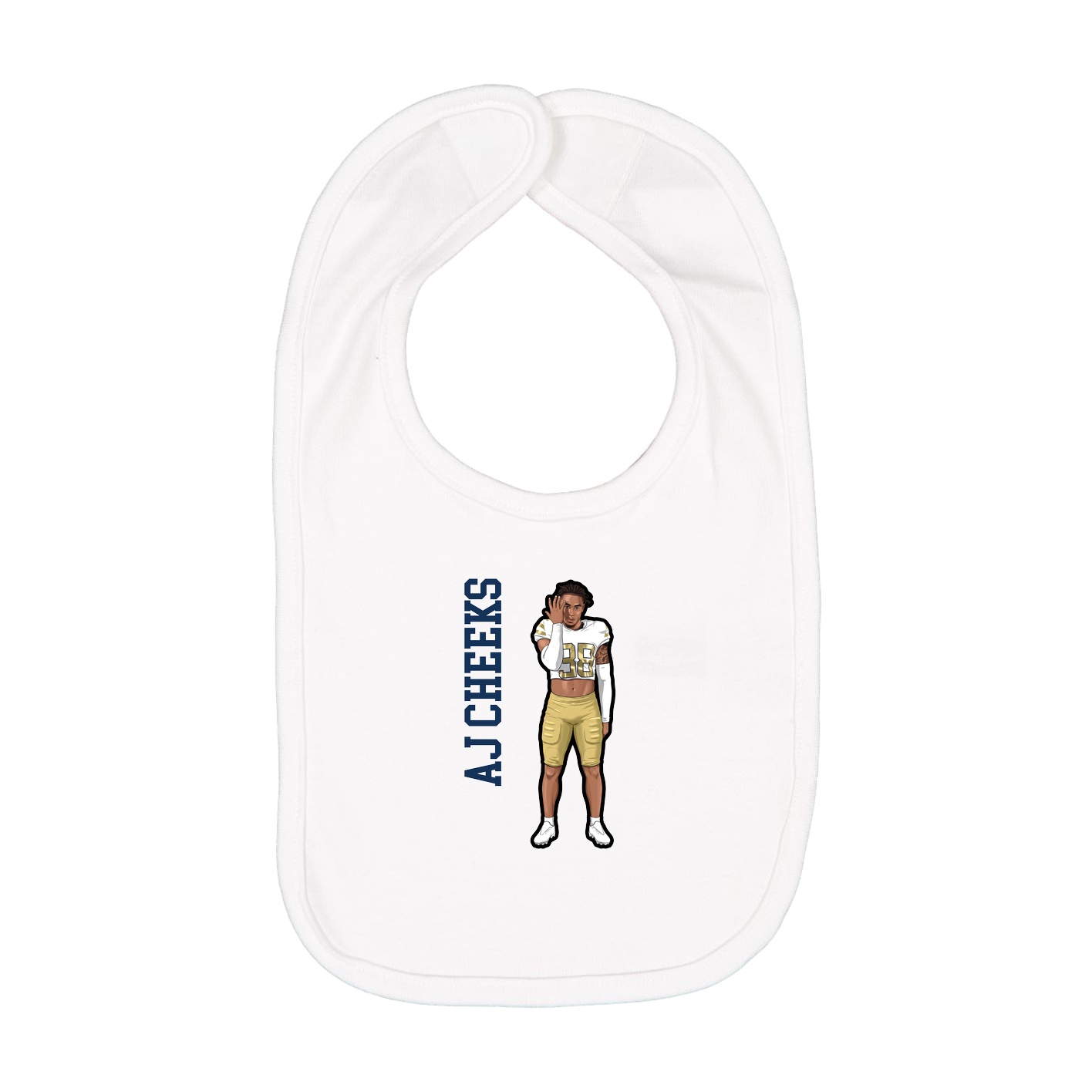 Infant Bib — Name Vertical in White